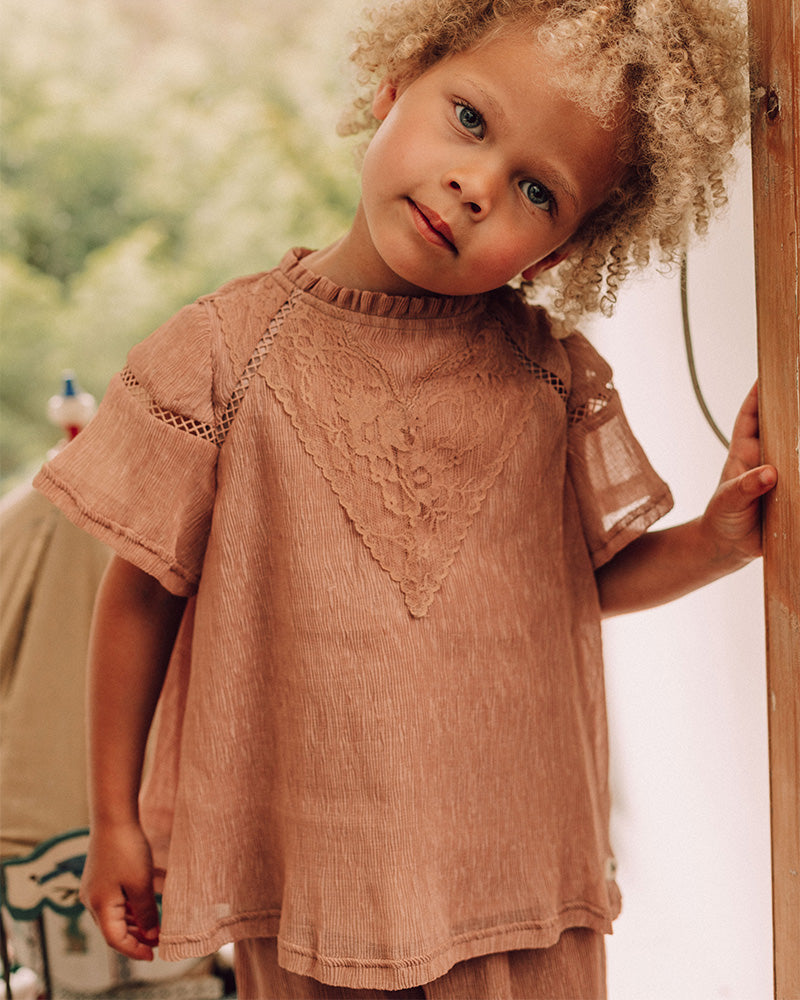 Baje Studio - crincle woven blouse Lou - rose amber