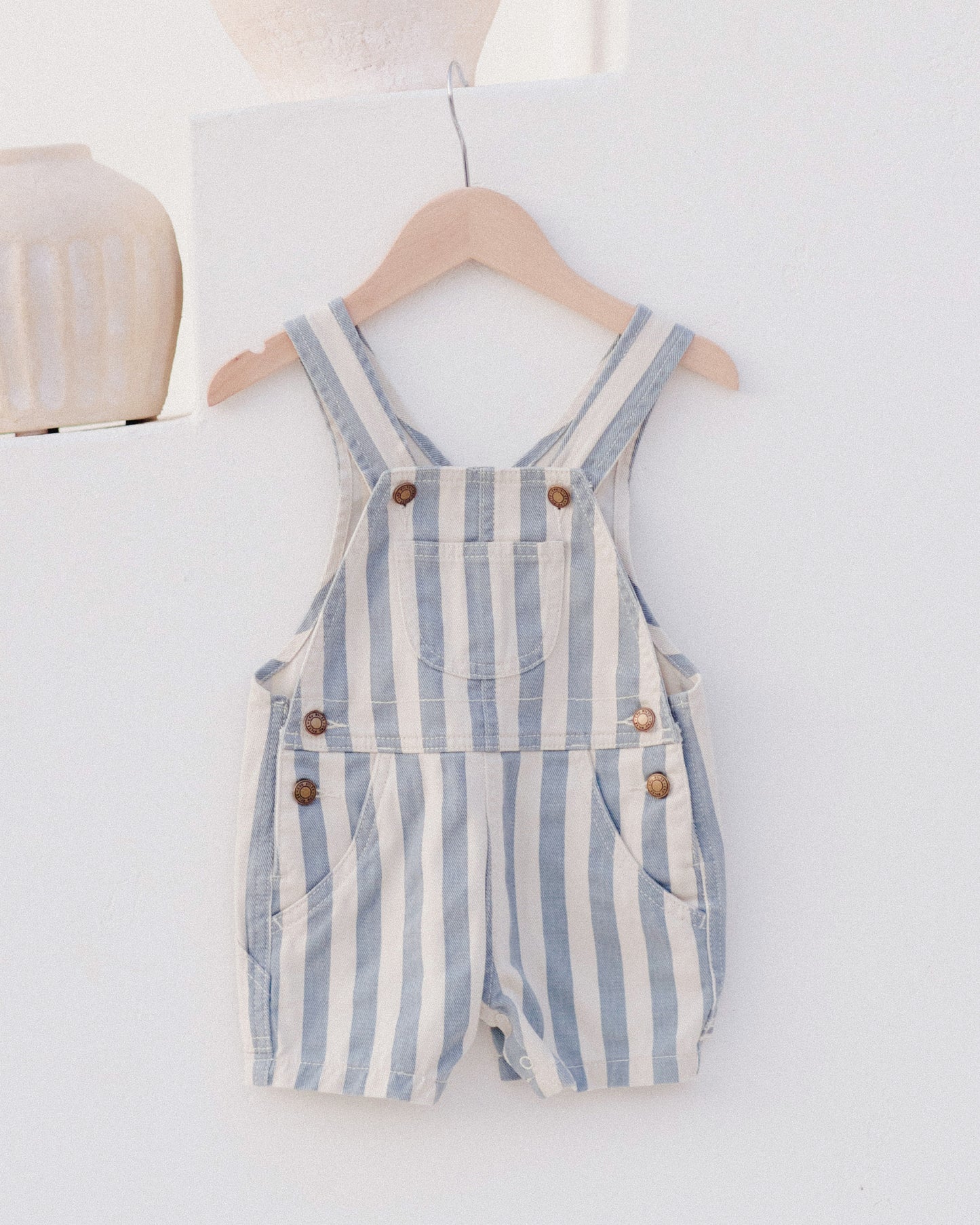Rylee + Cru - denim shortalls - ocean stripe