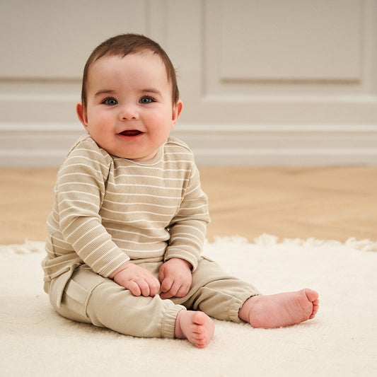 Müsli - romper rib stripe - desert green