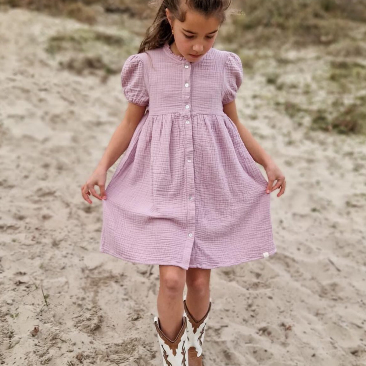 Navy Natural - mousseline dress Emilia - mauve