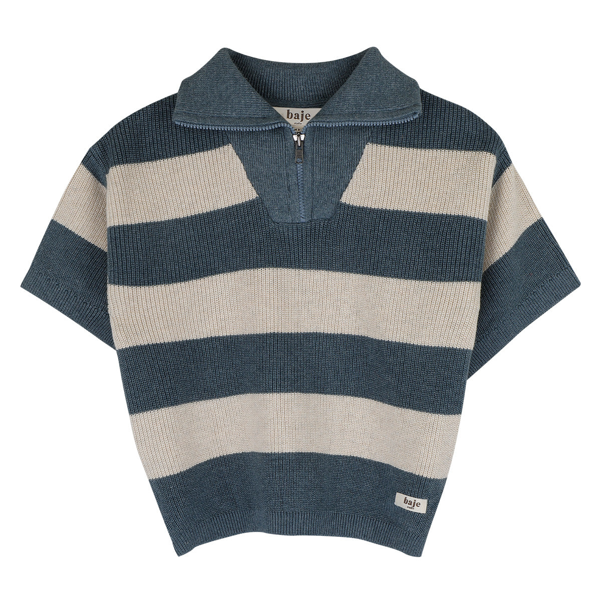 Baje Studio - striped knit polo Fao - blue ocean