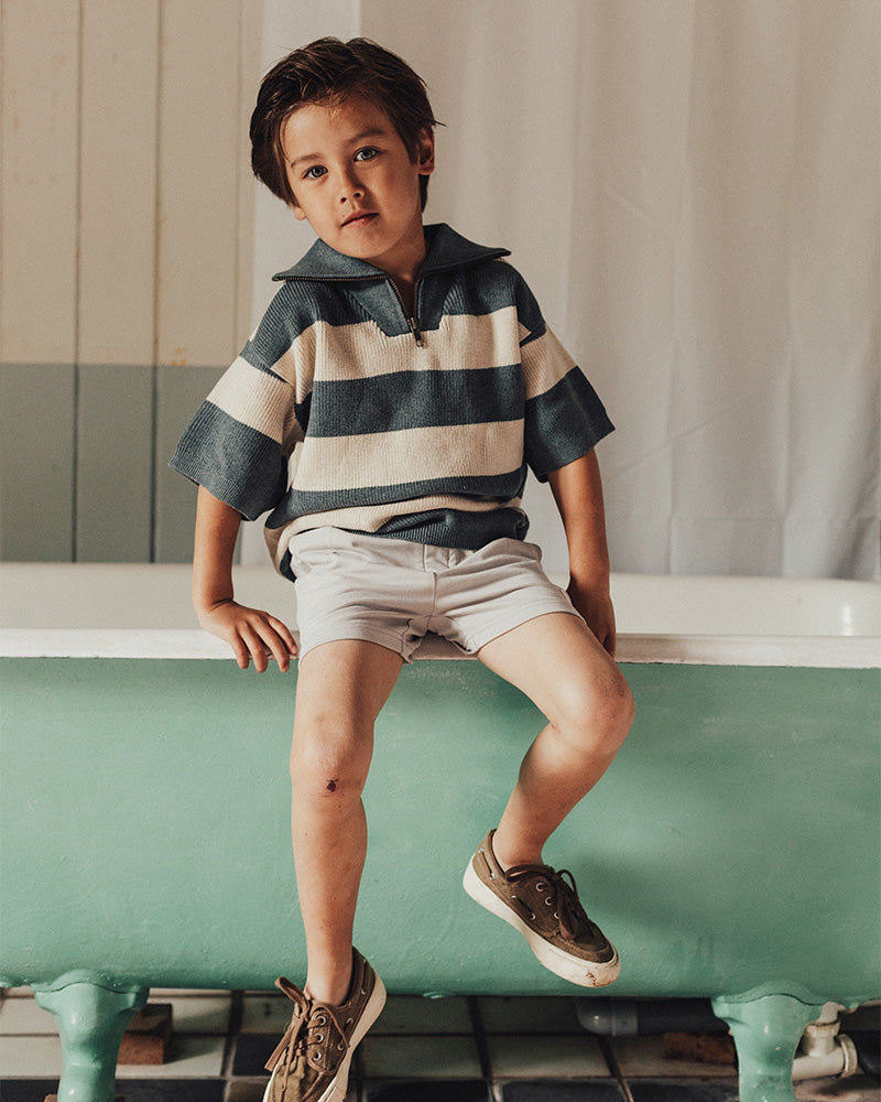Baje Studio - striped knit polo Fao - blue ocean