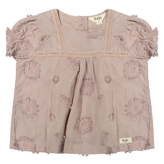 Baje Studio - blouse Feja embroidery flower - rose mauve