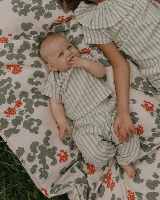 Emerald stripe seersucker top