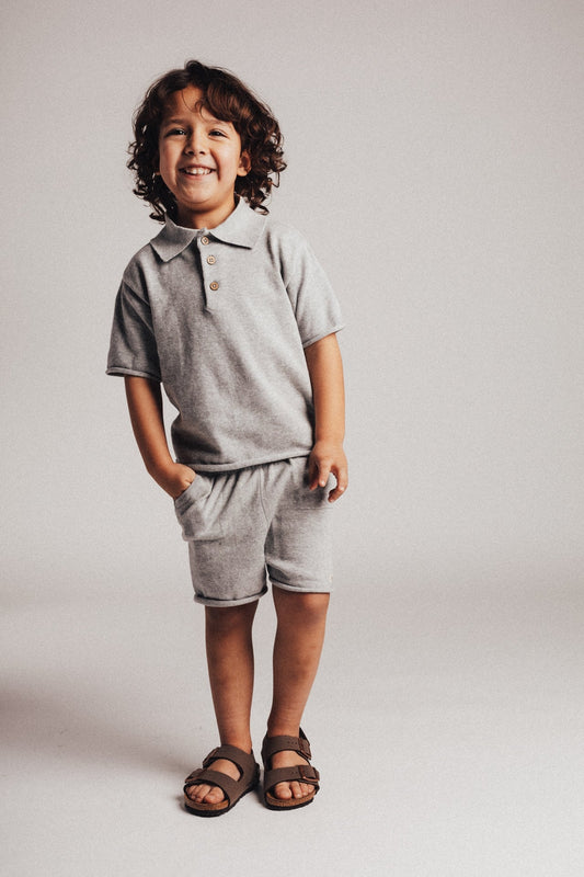 Baje Studio - knitted polo Estoi - blue steel