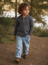 Lil'Atelier - knit polo Lomon - poppy seed grey