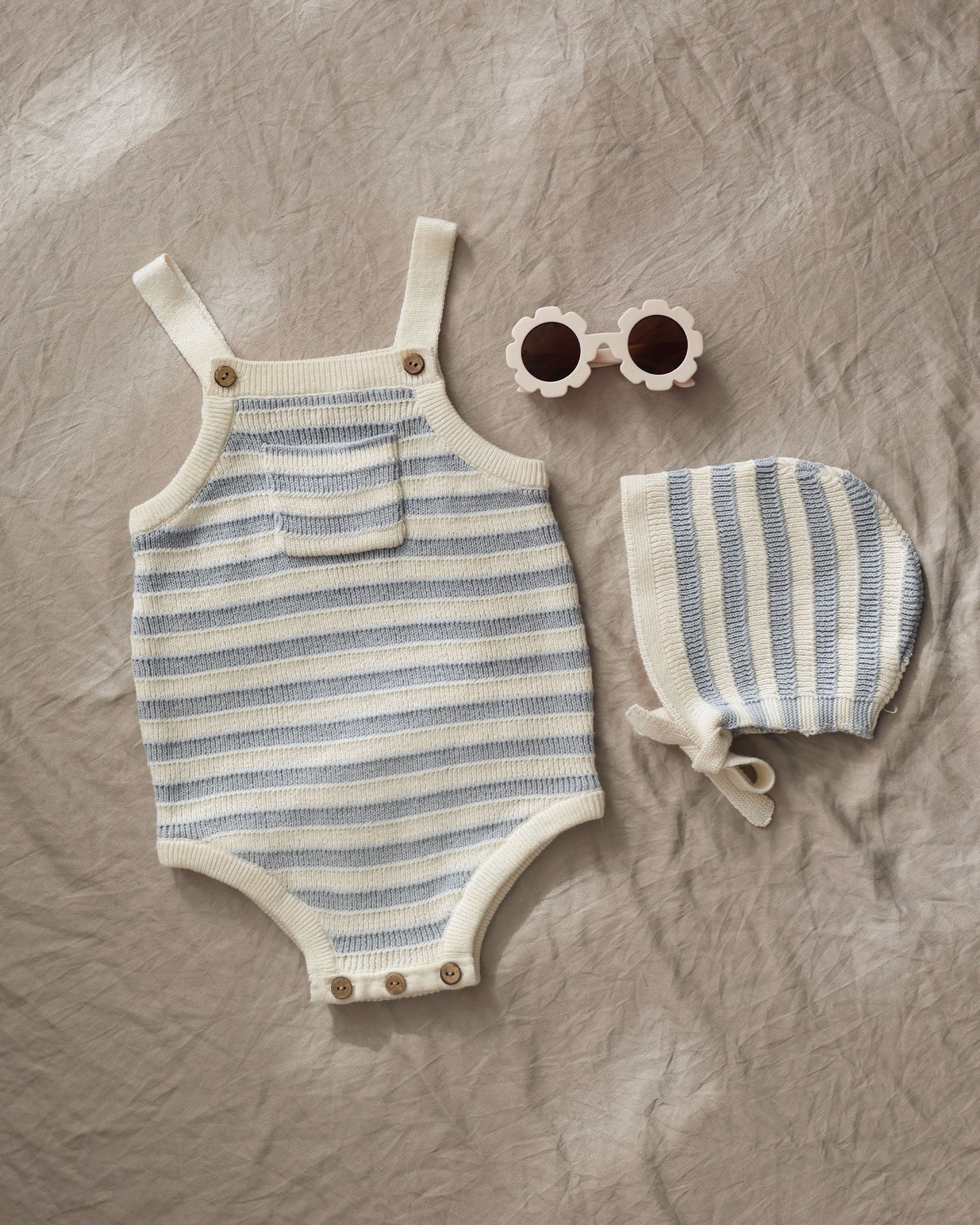 Rylee + Cru - knit romper Ashton - blue stripe