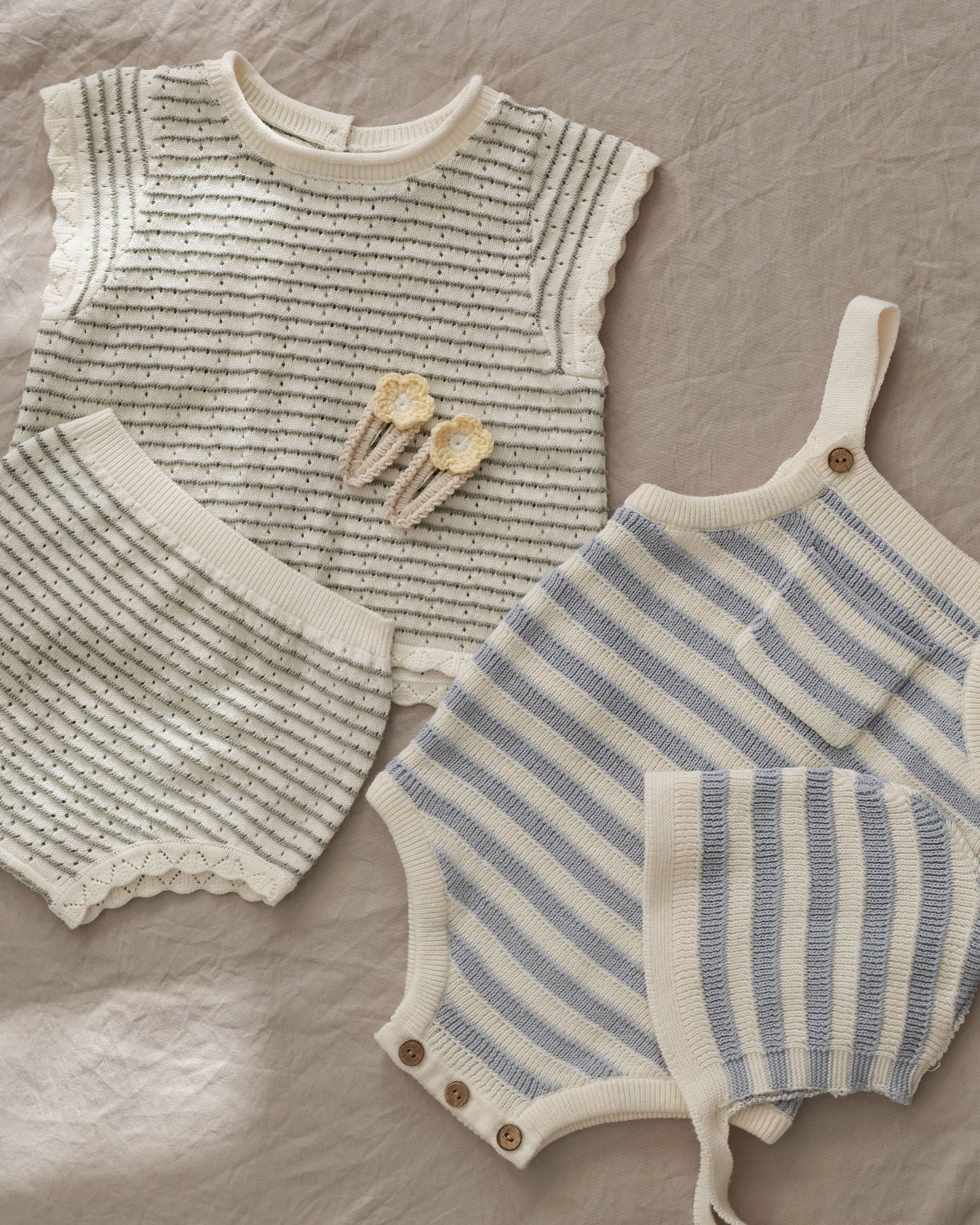 Rylee + Cru - knit romper Ashton - blue stripe