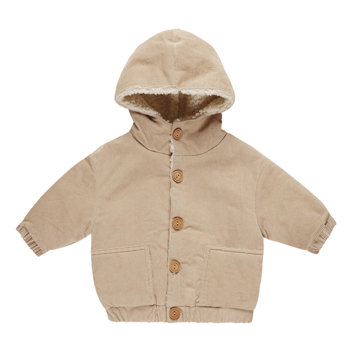 Corduroy hooded jacket - latte