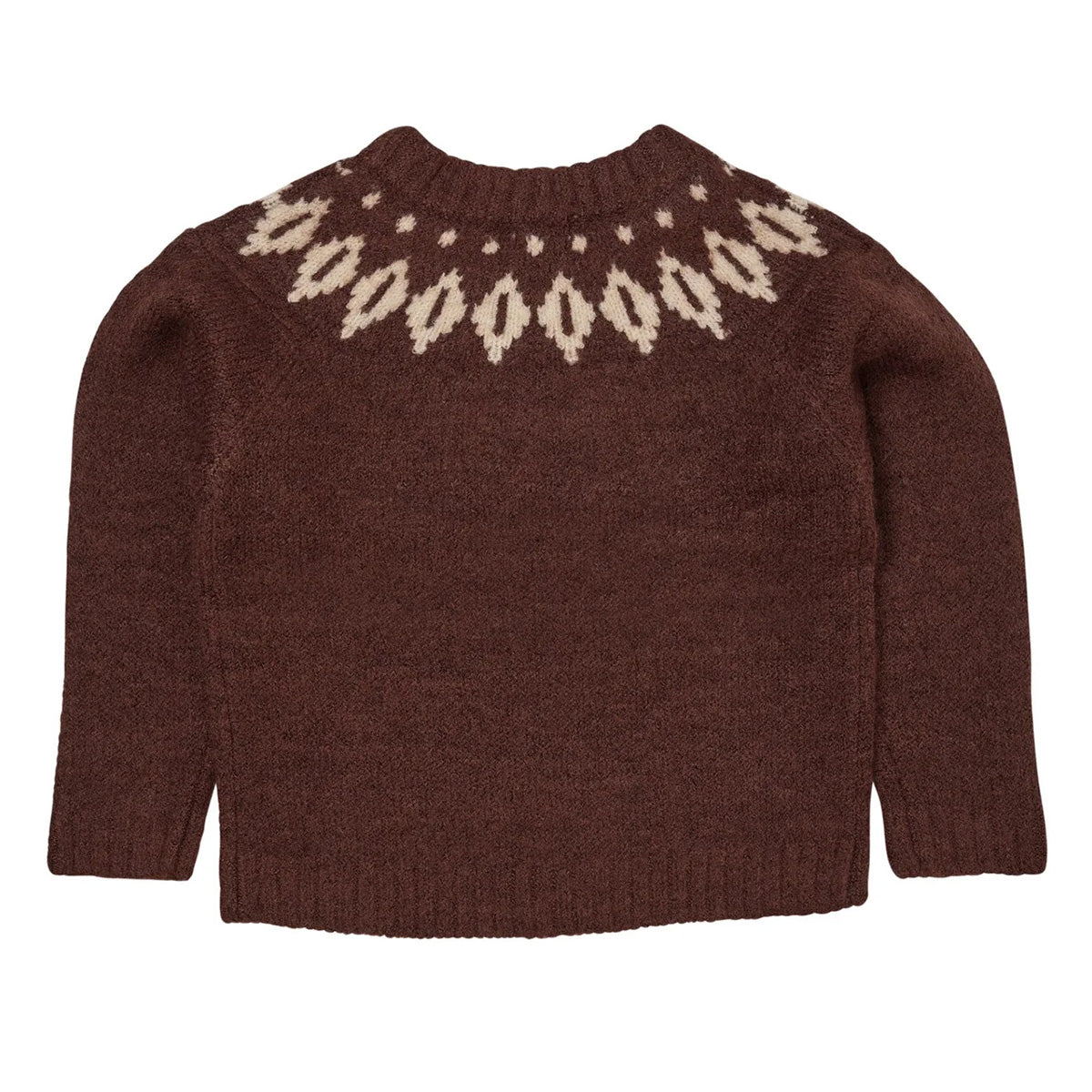 Wool Iceland sweater - dark brown/cream combi