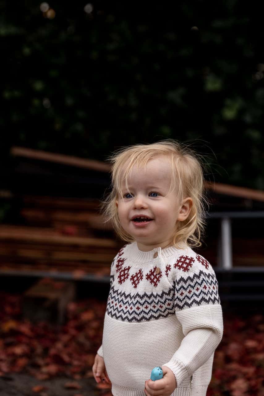 Knit jacquard sweater - crème