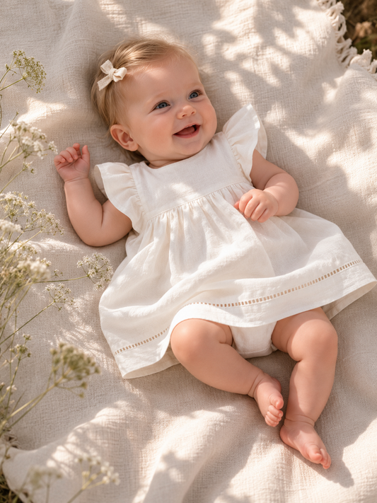 Play Up - linen dress - bio resin offwhite