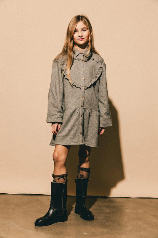 Labo - heart dress Kabe - grey melange