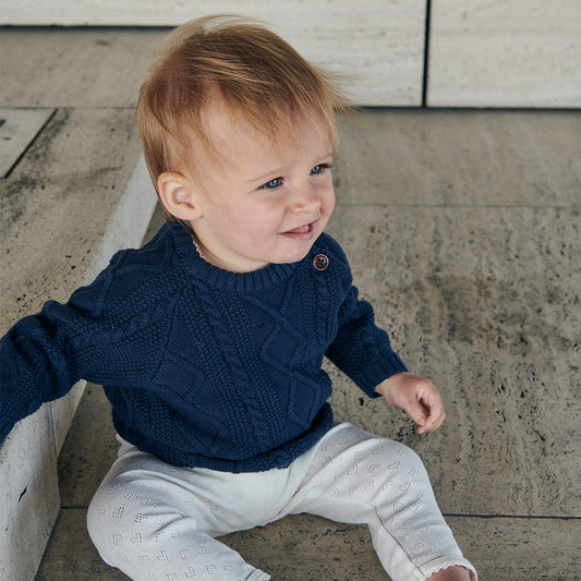 Copenhagen Colors - knitted cable jumper - navy