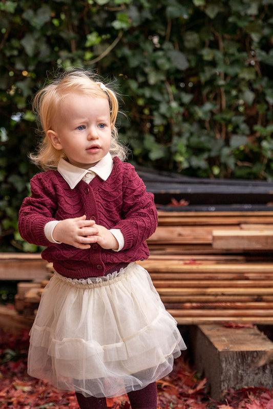 Müsli - gebreid vestje - wijnrood