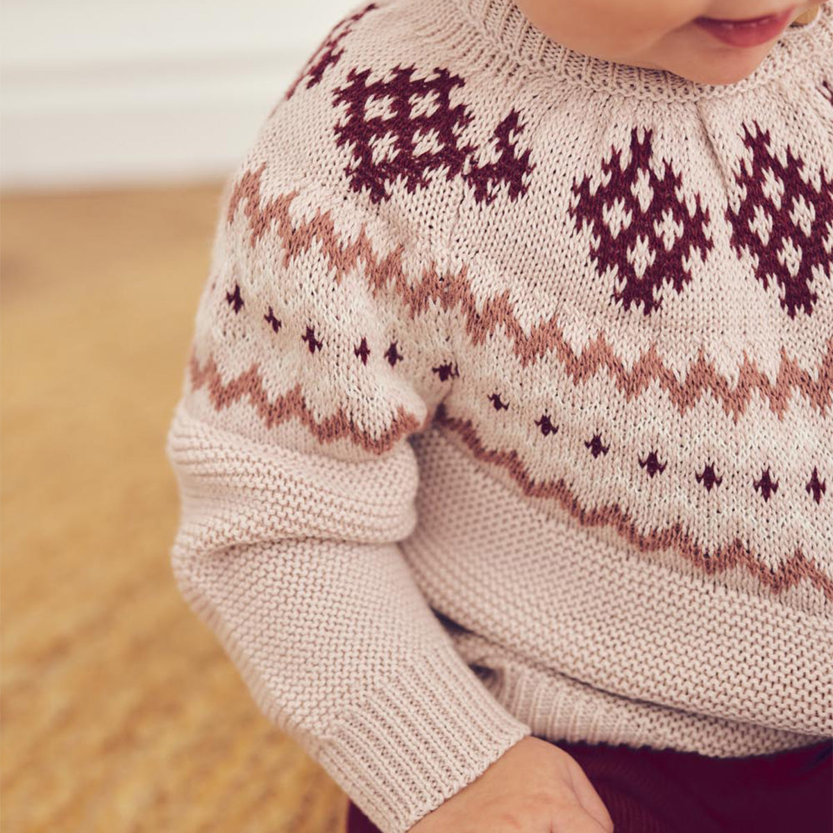 Knit jacquard sweater - nightingale pink