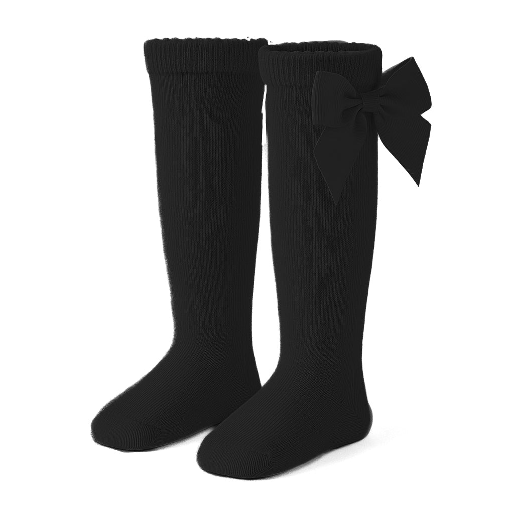 Kniekousen met strik - zwart
