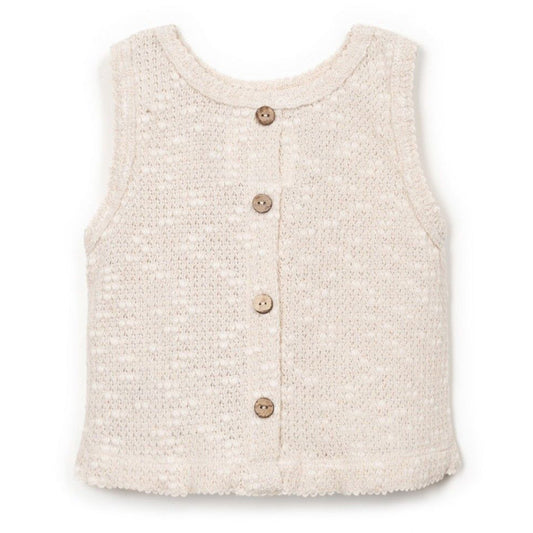 Play Up - embellished piqué top - bio resin ecru