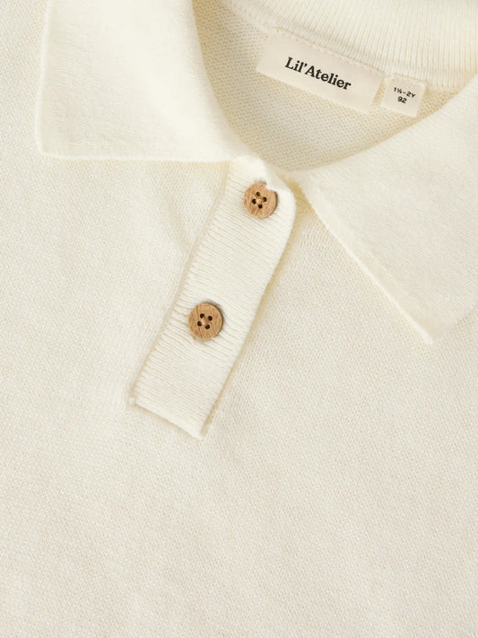 Lil'Atelier - knitted polo kid - coconut milk