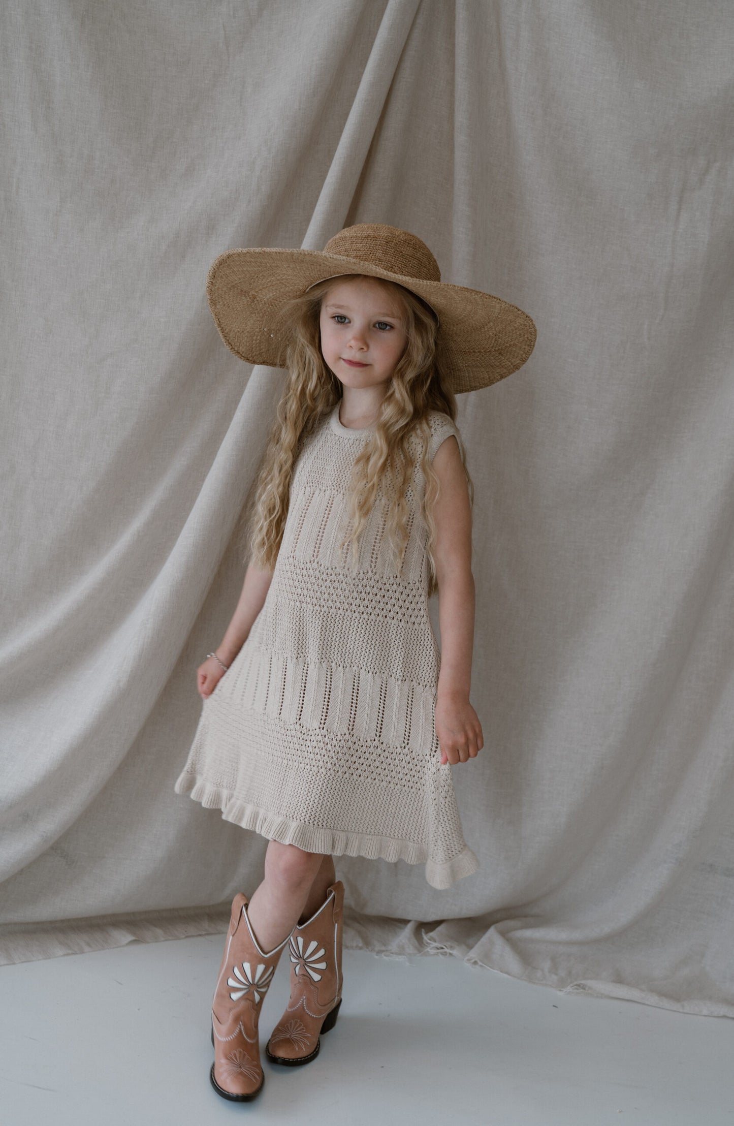 Navy Natural - knitted dress Anna - beige