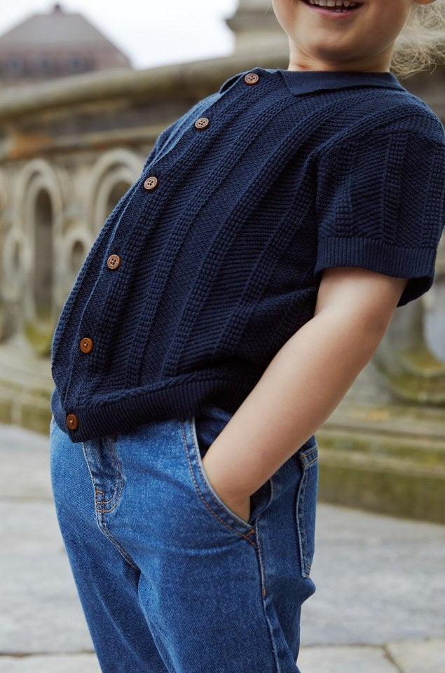 Knitted pattern shirt - navy