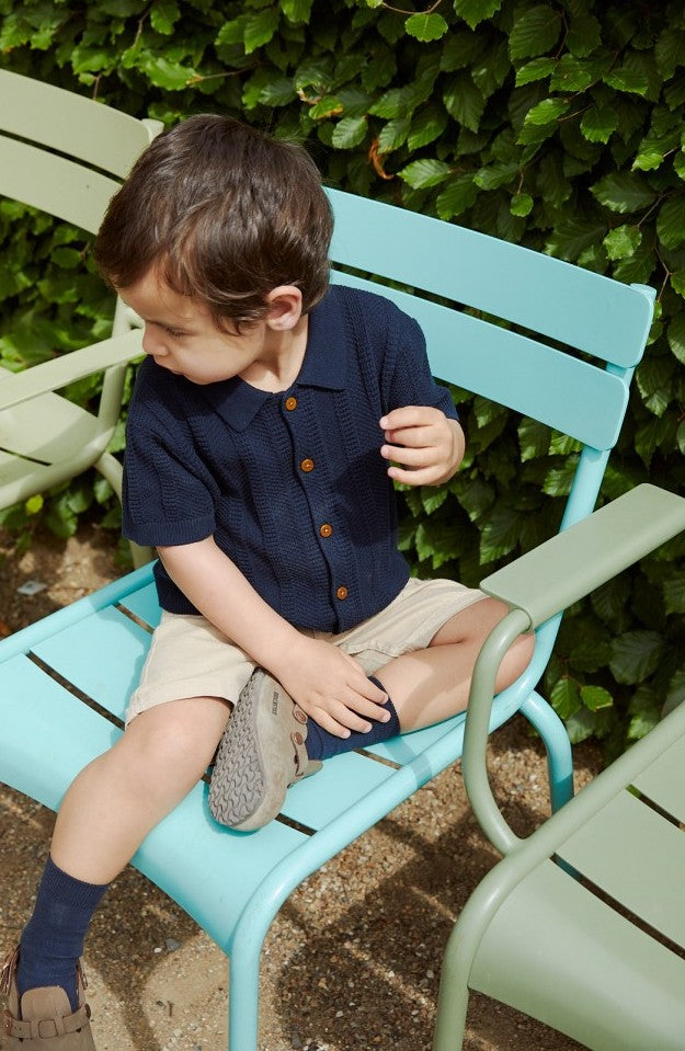 Knitted pattern shirt - navy