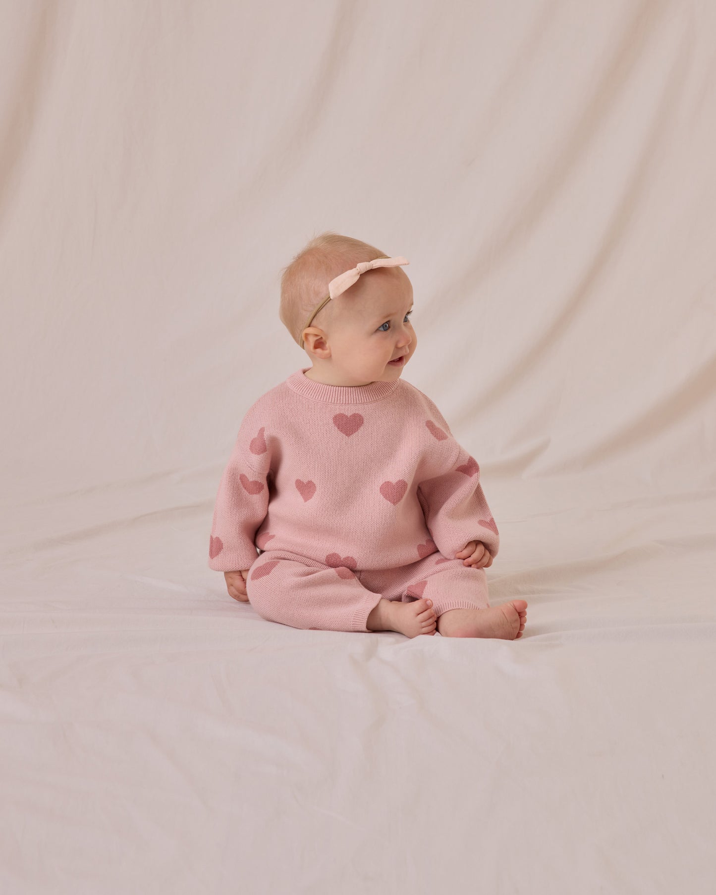 Quincy Mae - knit sweater Heart - bubblegum pink