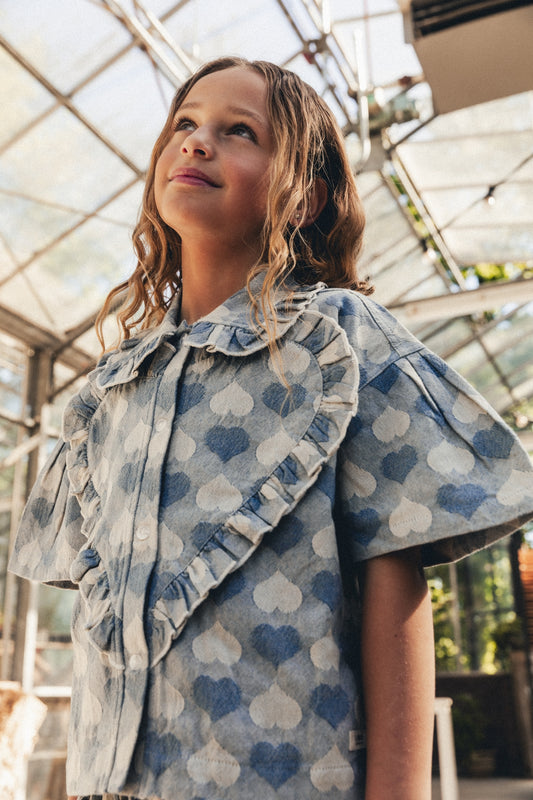 Labo - denim heart blouse Laila - blue light