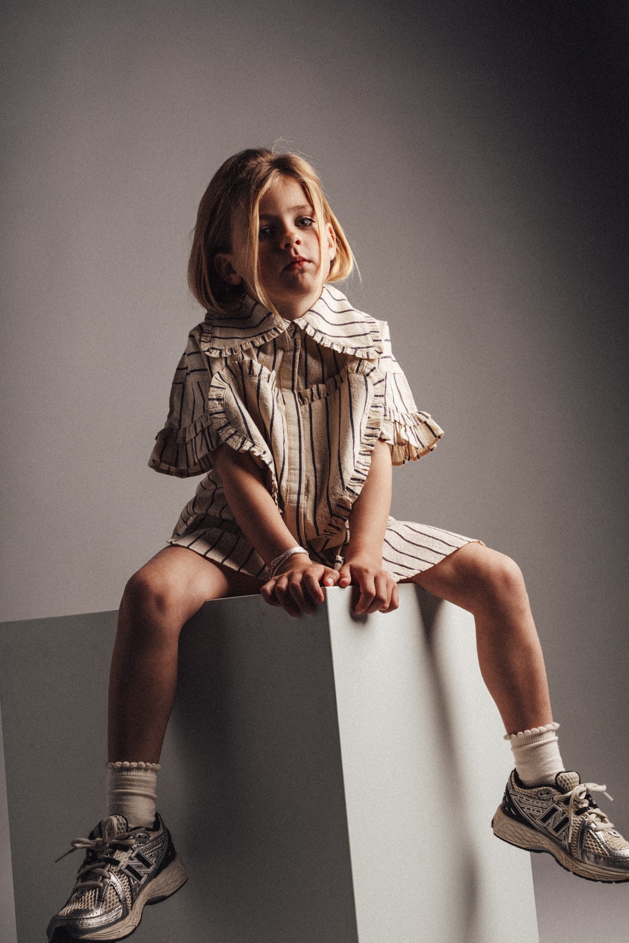 Labo - dress Larah - lavender grey stripe