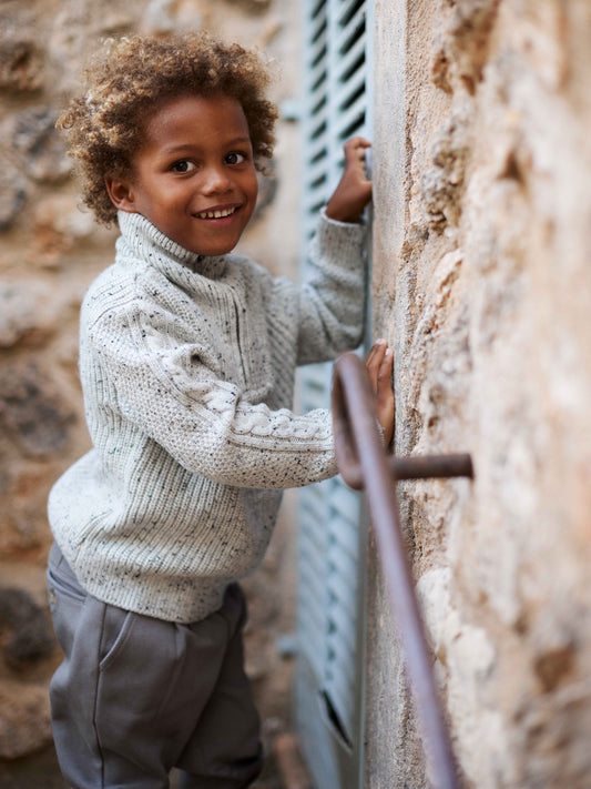 Baje Studio - knitted sweater Lenn - grey steel multicolor