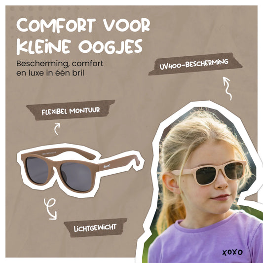 Maesy zonnebril rechthoek - Lino 3-6 jaar - taupe bruin