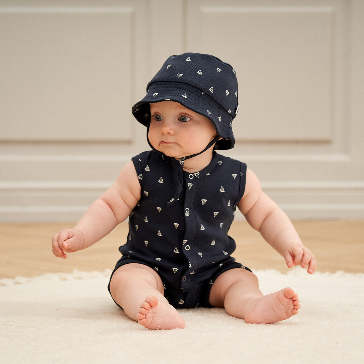 Sailboat sleeveless beach body - night blue