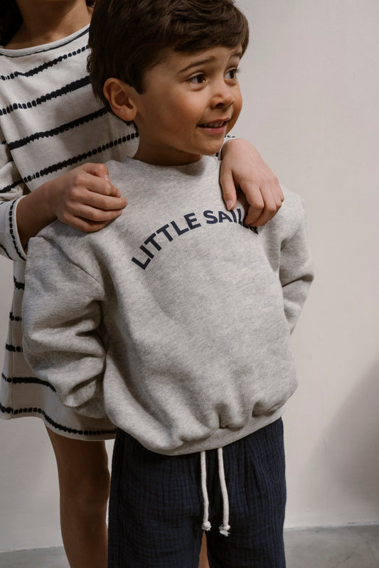 Navy Natural - little sailer sweater - light grey