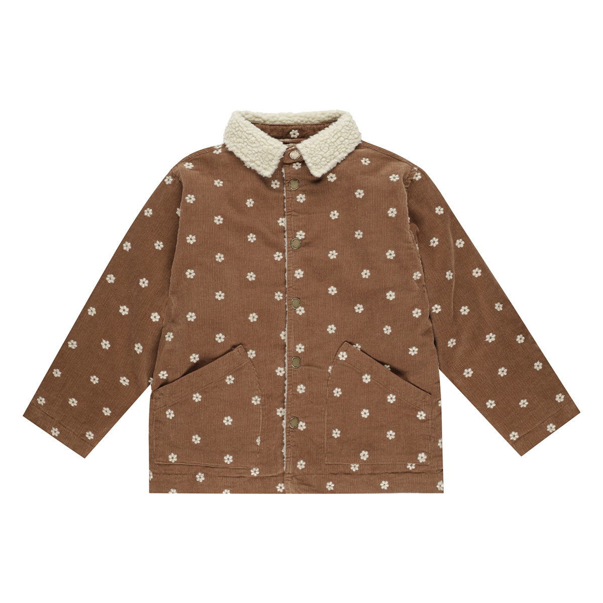 Chore coat floral embroidery - saddle brown