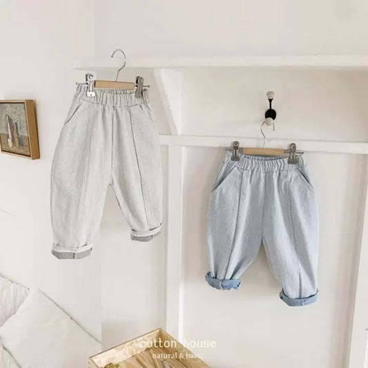 Denim pants loose fit - light kaki