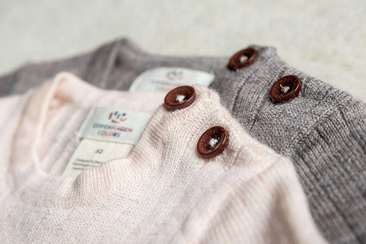 Merino rib romper - soft pink