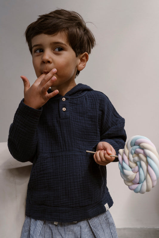 Navy Natural - mousseline hoodie Mex - navy