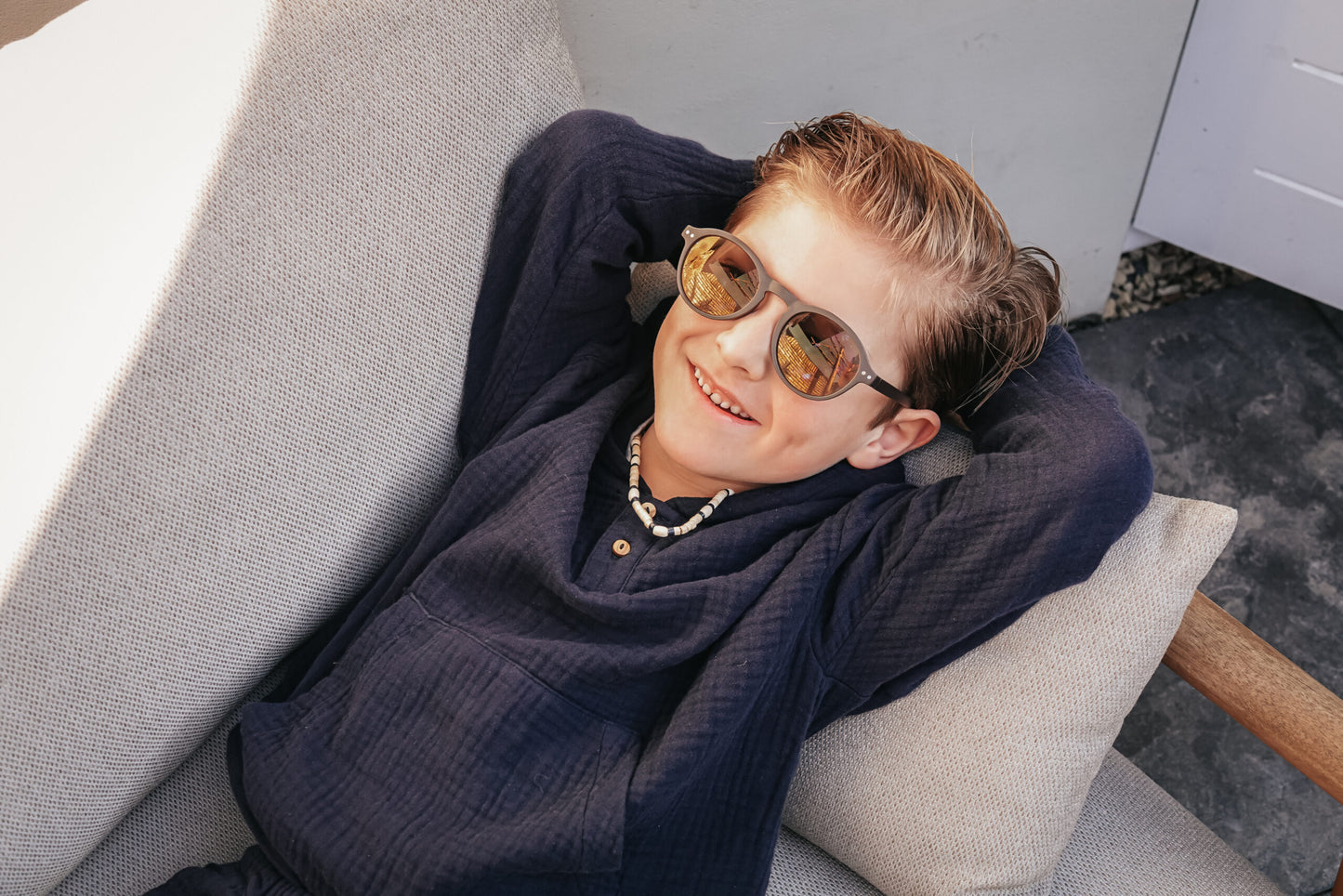 Navy Natural - mousseline hoodie Mex - navy