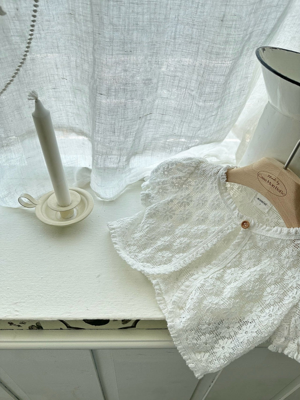Monbebe - daisy cardigan - ivory white