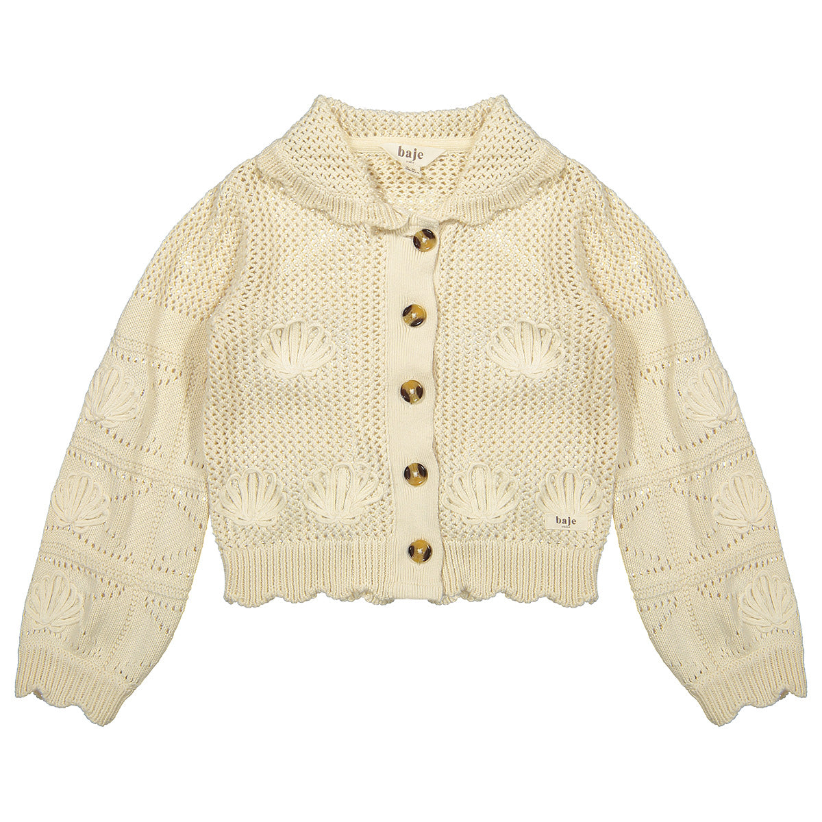Baje Studio - knitted cardigan Moon shells - crème oat