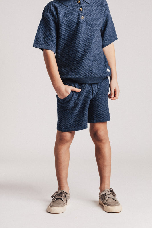 Baje Studio - knit shorts Mozi - blue dark