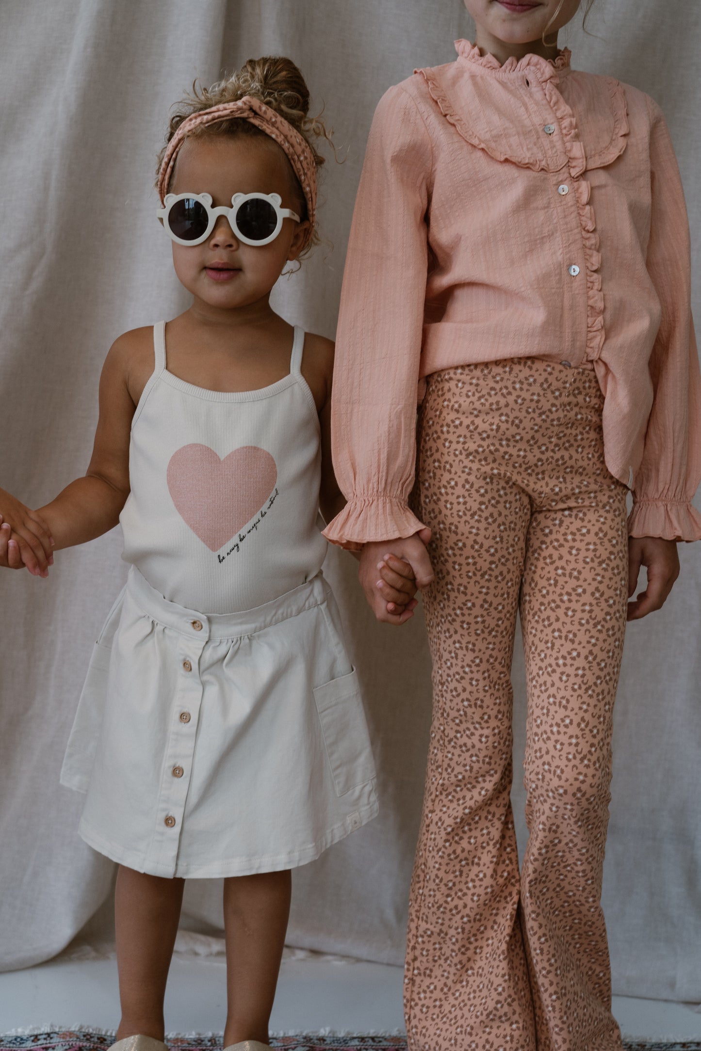 Navy Natural - ruffle blouse - pink sand