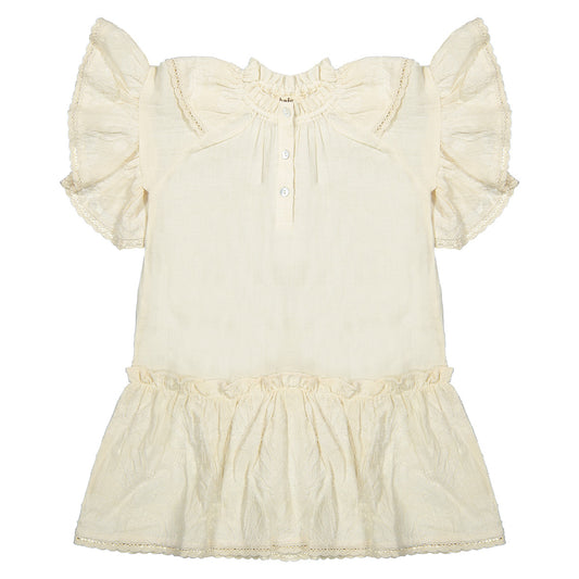 Baje Studio - woven ruffle dress Nova shell - offwhite