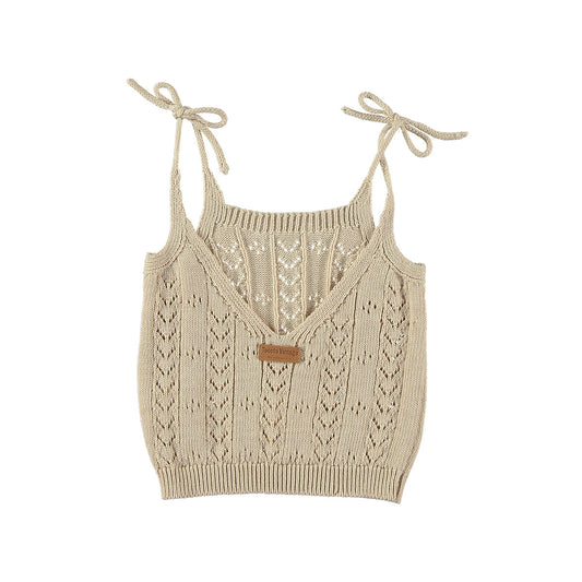 Tocoto Vintage - openwork knit top - beige