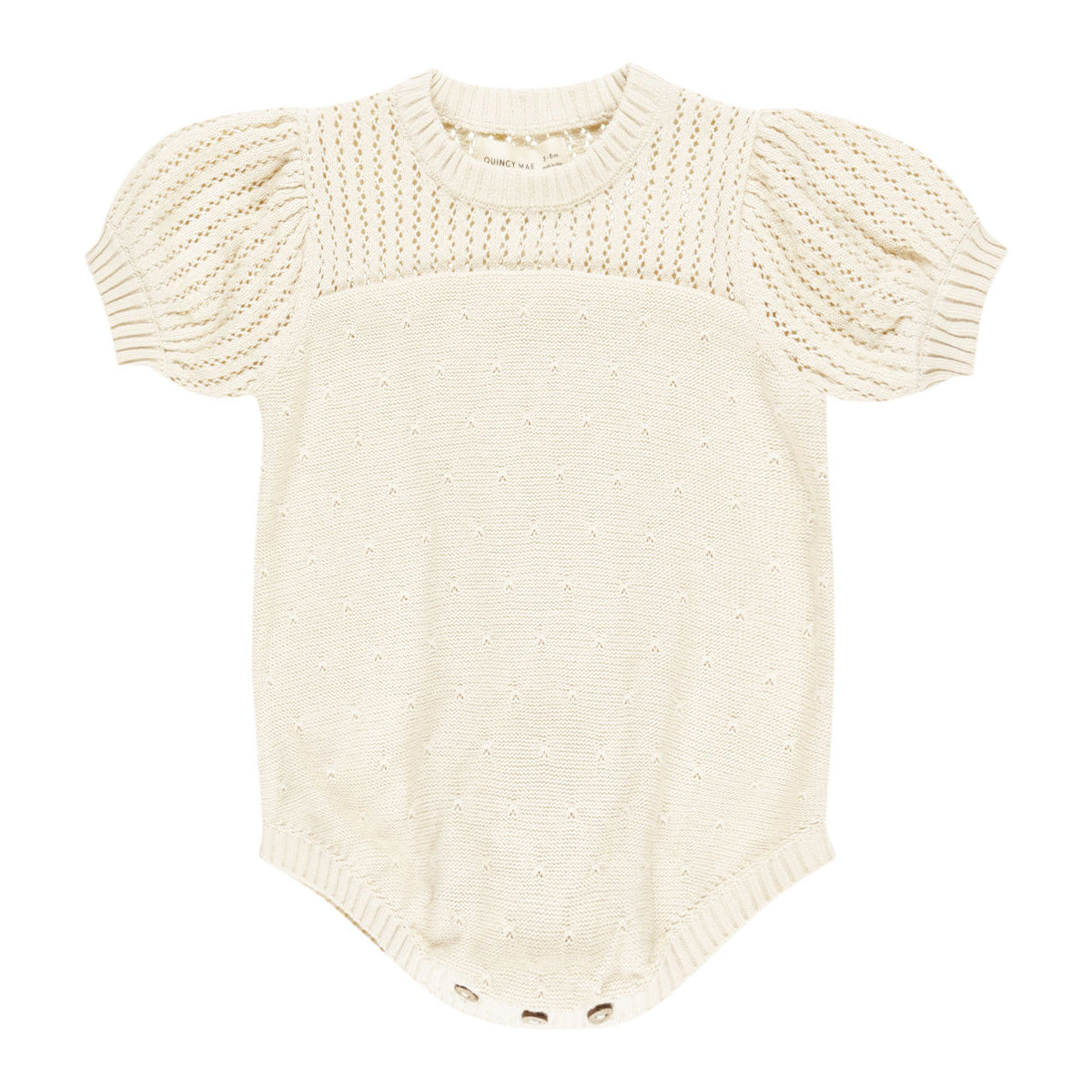 Quincy Mae - pointelle knit romper - natural cream