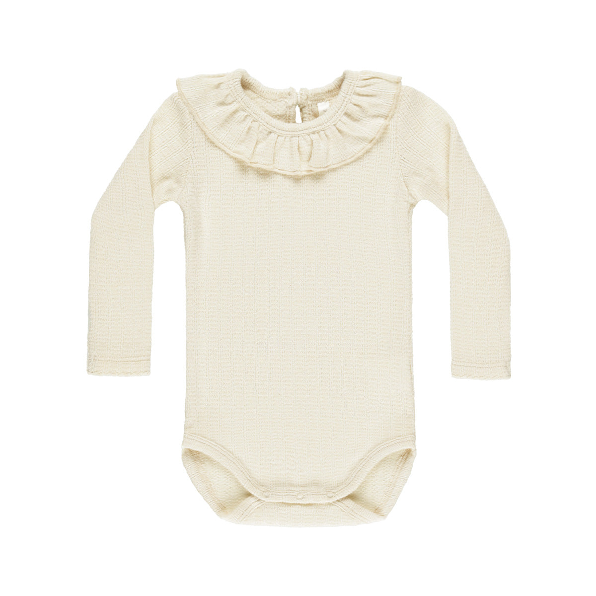 Ruffle collar bodysuit natural