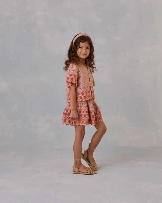 Rylee + Cru - tiered mini skirt - poppy gingham