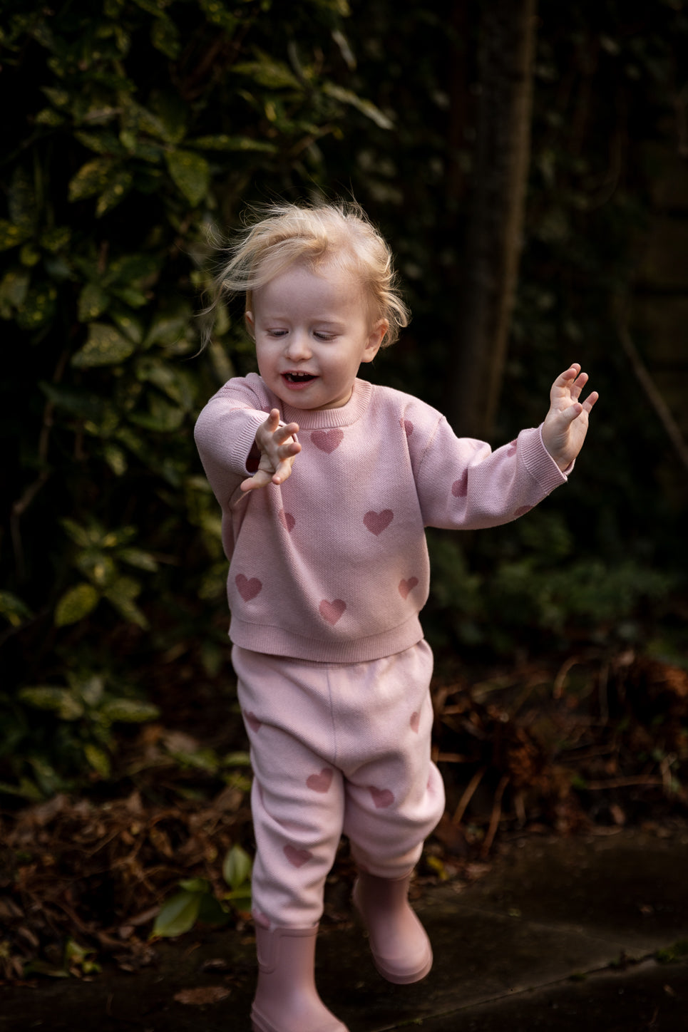 Quincy Mae - knit pants hearts - bubblegum pink