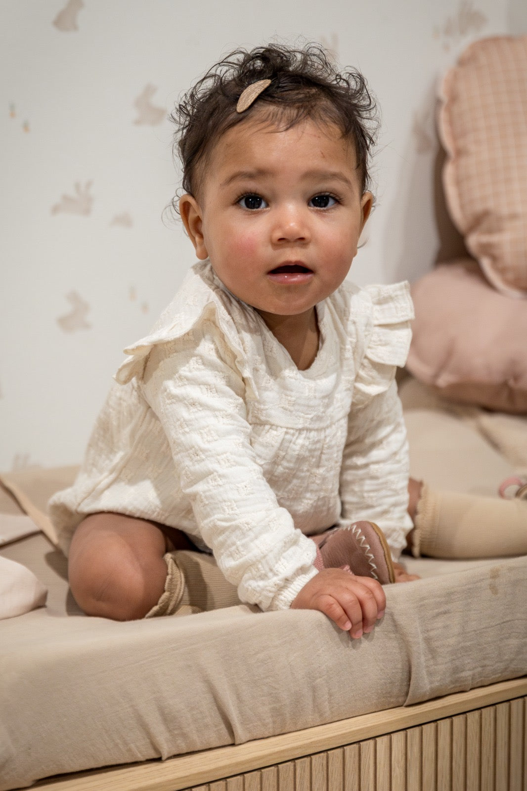 Romper Layla woven white embroidery - crème