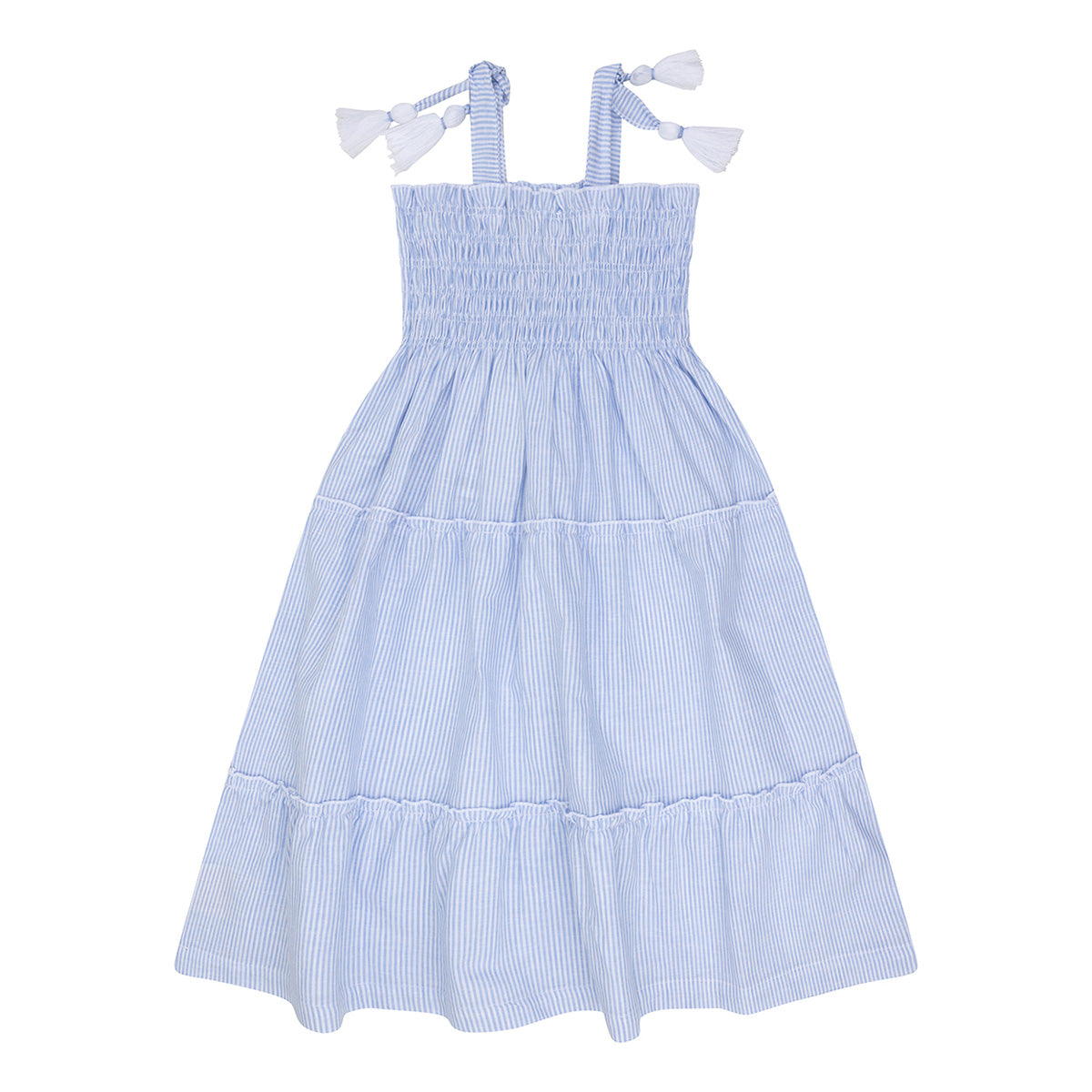 Navy Natural - ruffle dress - blue stripe